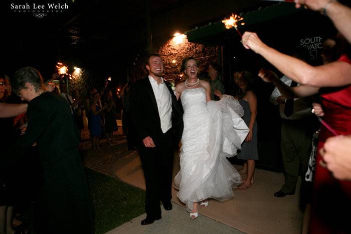 Newlyweds greeted with sparklers