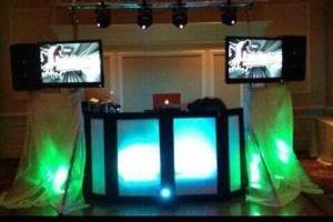 Multicolored dj booth setup