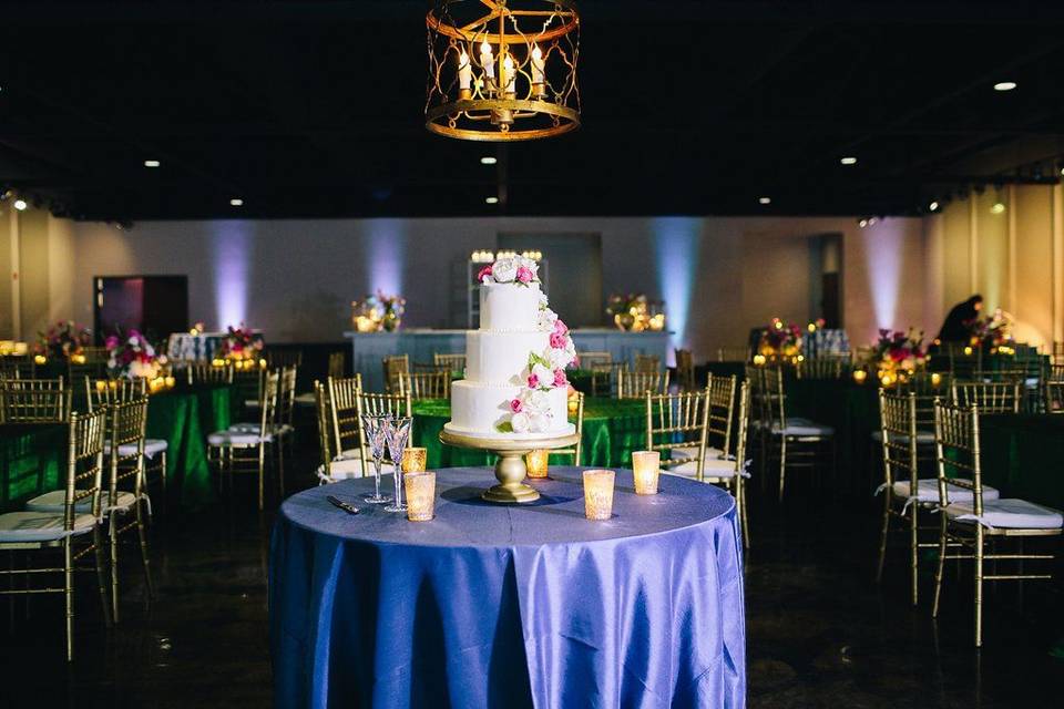 Blue round tables