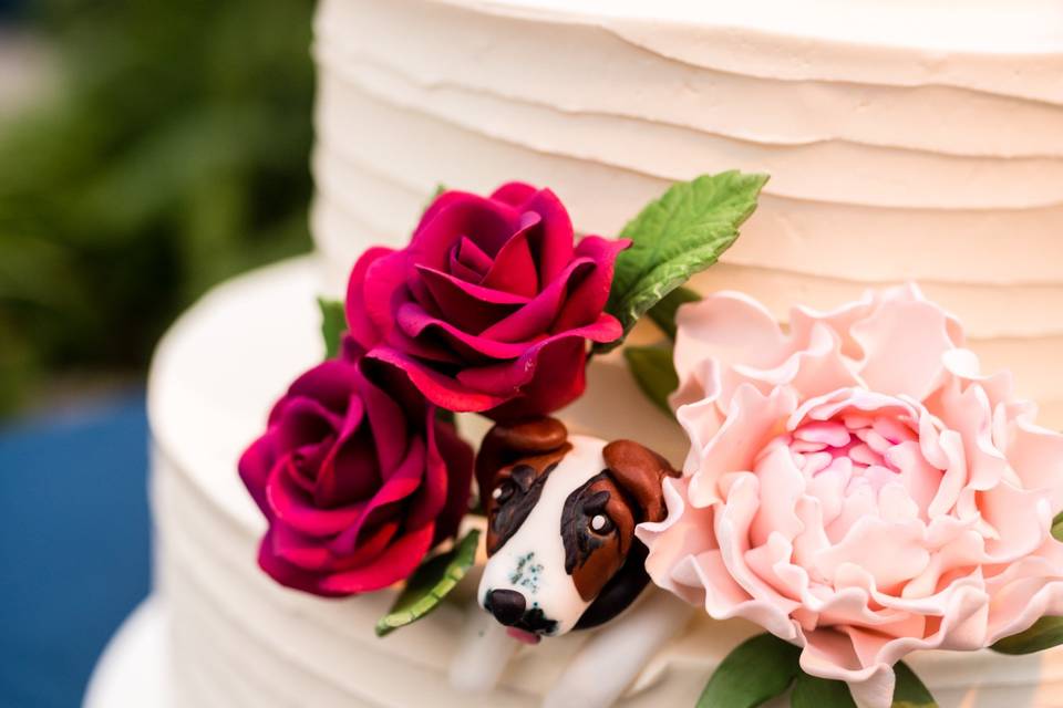 Peonies and Puppy Detail