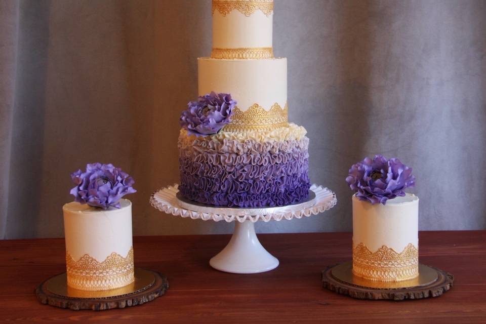 Purple and Gold Ruffle Cake