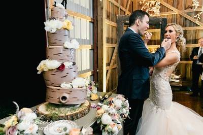 Birch Wedding Cake Cutting