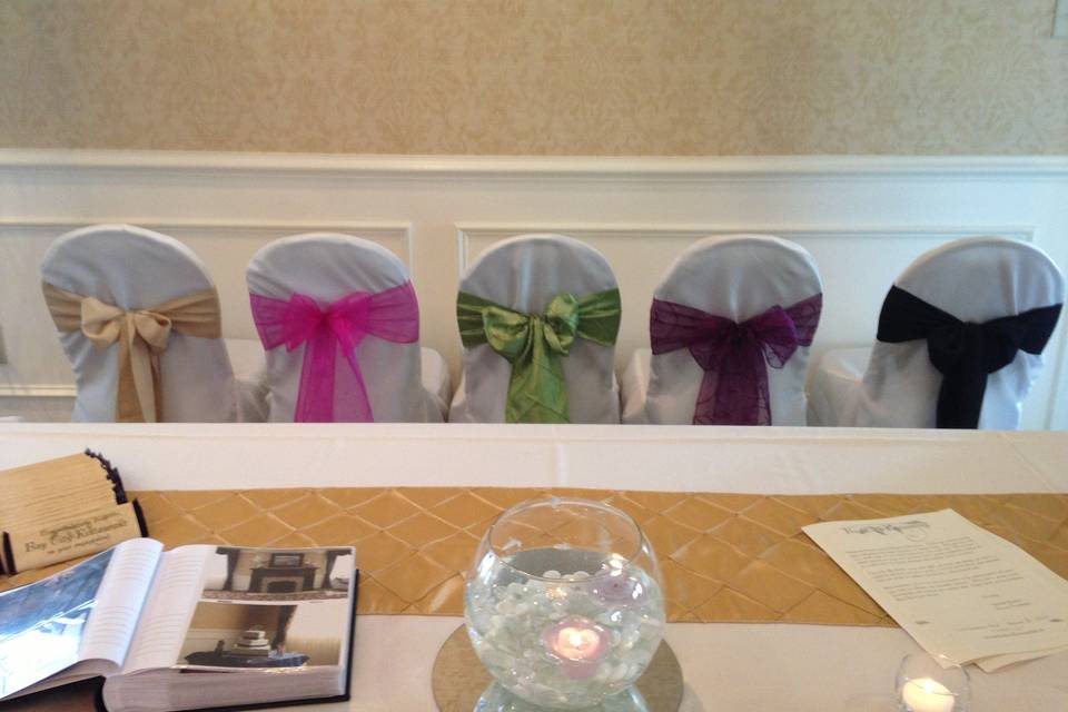 Colorful chair bows