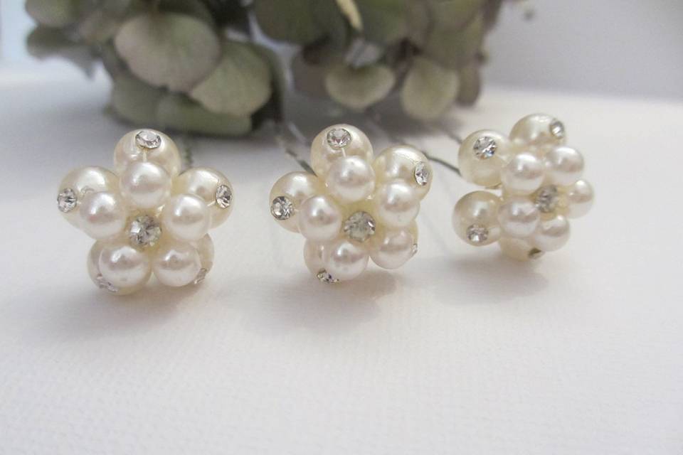 Swarovski Crystal and Pearl CLUSTER Hair Pins