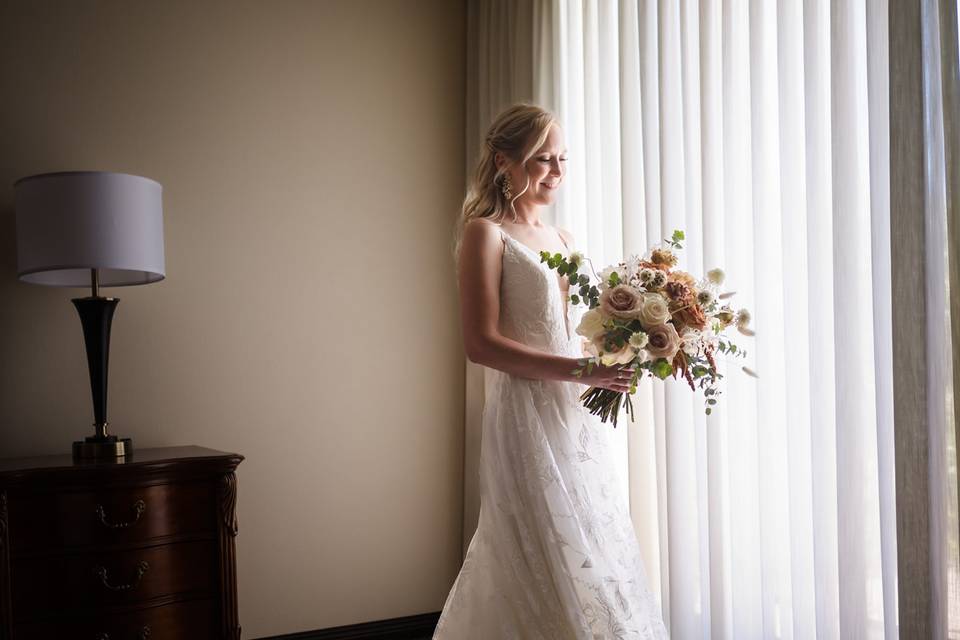 Bridal portrait in suite