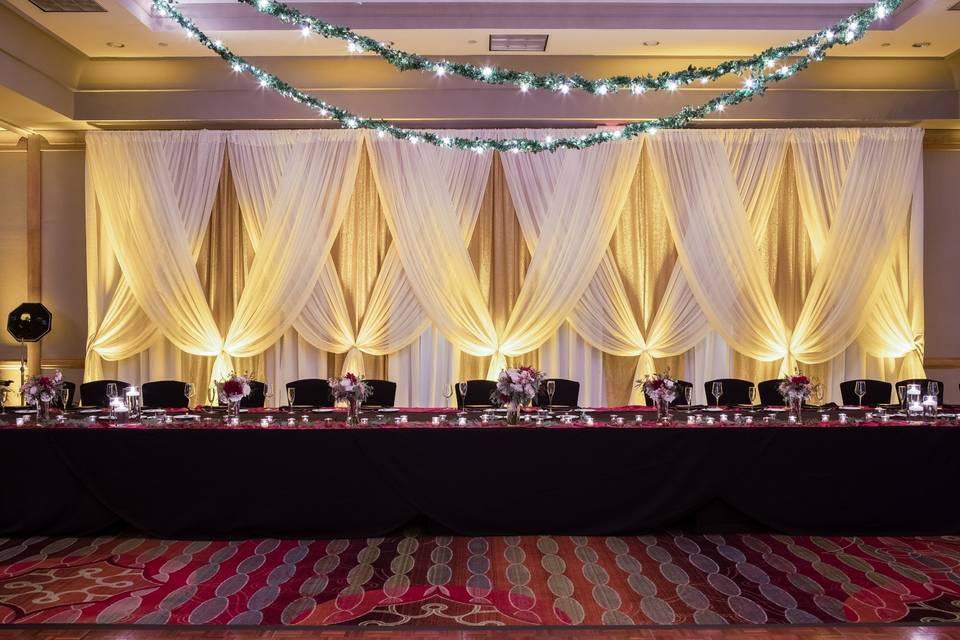 Large Head Table with Backdrop