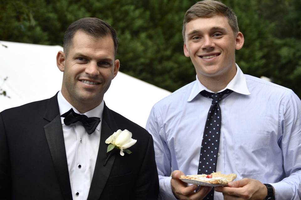 Groom with crepe