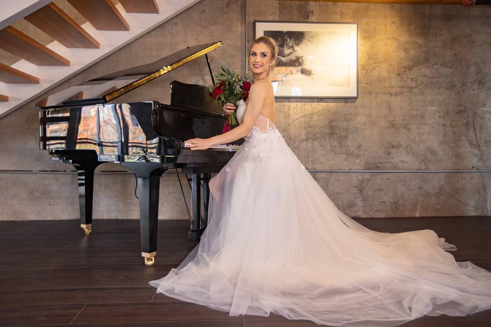 Baby grand self playing piano