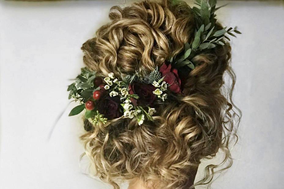 Natural curl updo