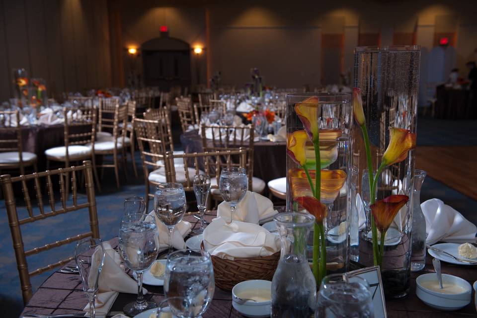 Table setup with centerpiece