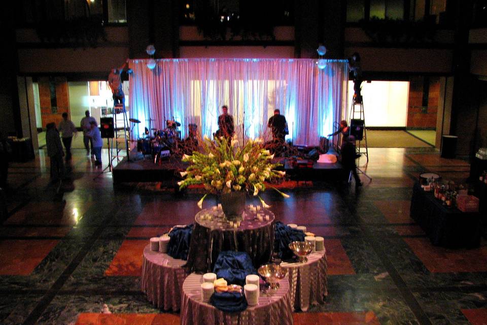 Table setup with flower centerpiece