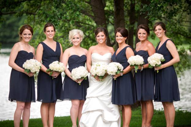 The bride with her bridesmaids