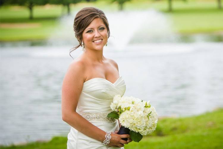 The bride holding her bouquet