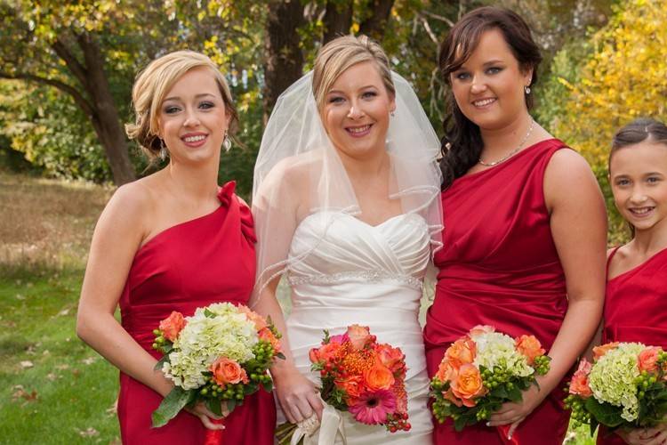 The bride with her bridesmaids