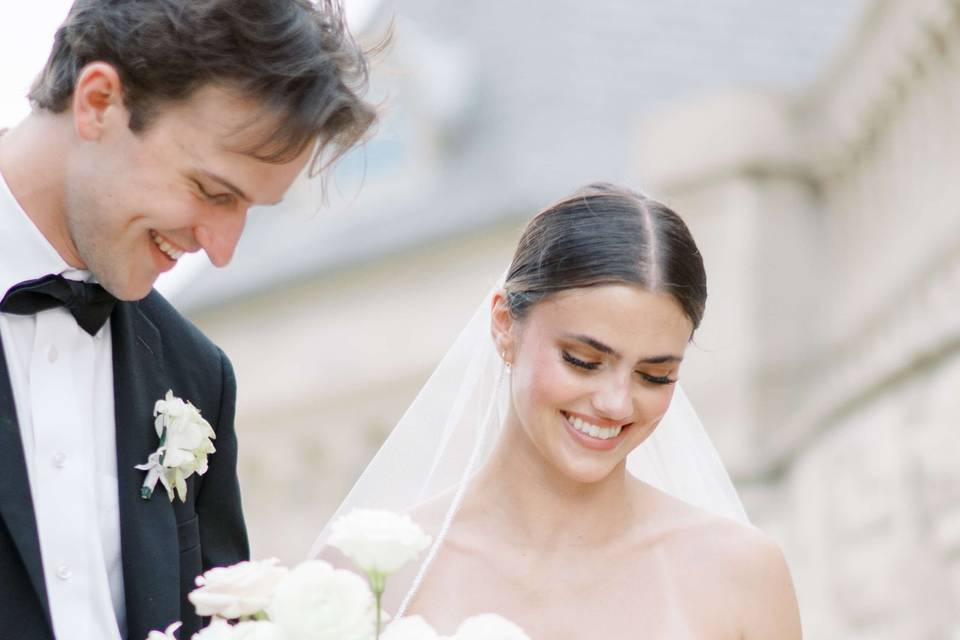 Bride & Groom Walking Stairs