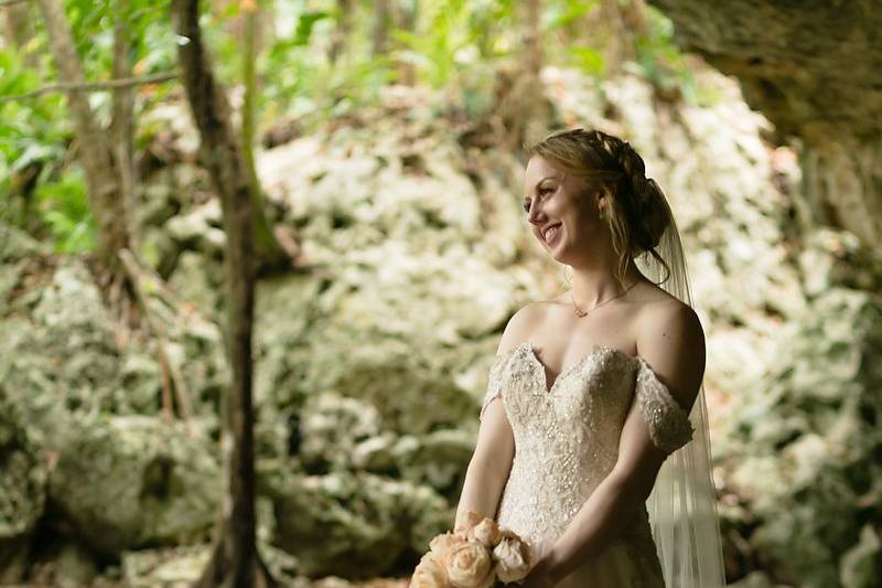 Bride at cenote
