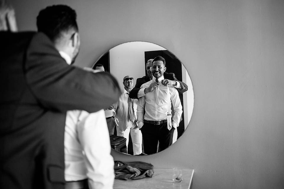 Groom getting ready