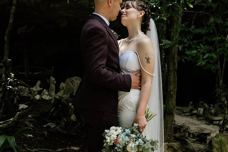 Elopement at Cenote in Riviera