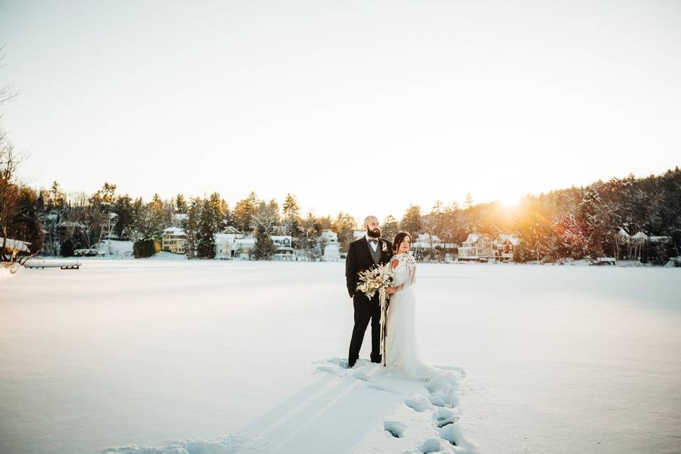 Winter waterfront wedding