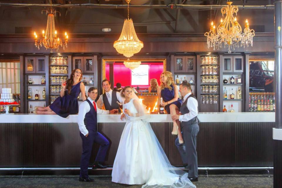 Bridal attendants in bar area