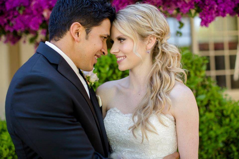 Gorgeous couple, Mr. and Mrs. Steve Melero. Married at Westlake Village Inn. Makeup by All Dolled Up.