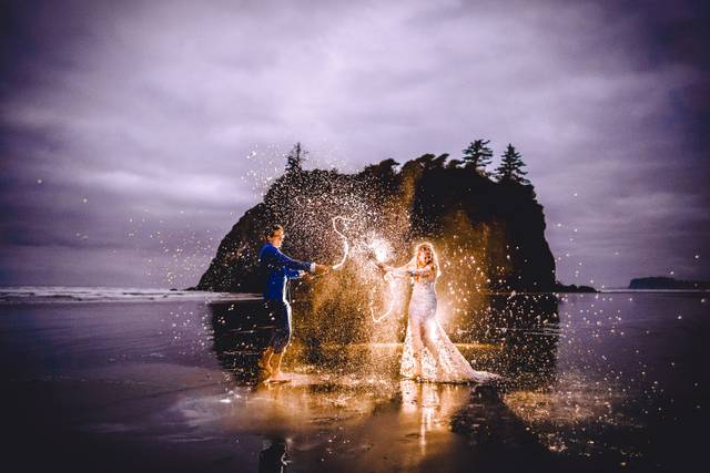 Champagne fight on the beach