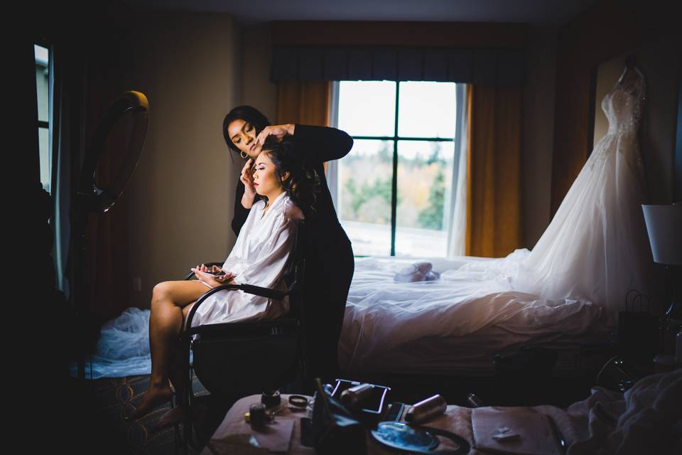 Bride getting ready