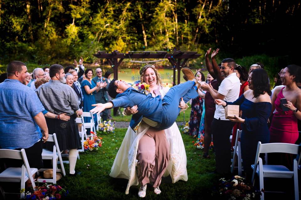Couple exiting ceremony