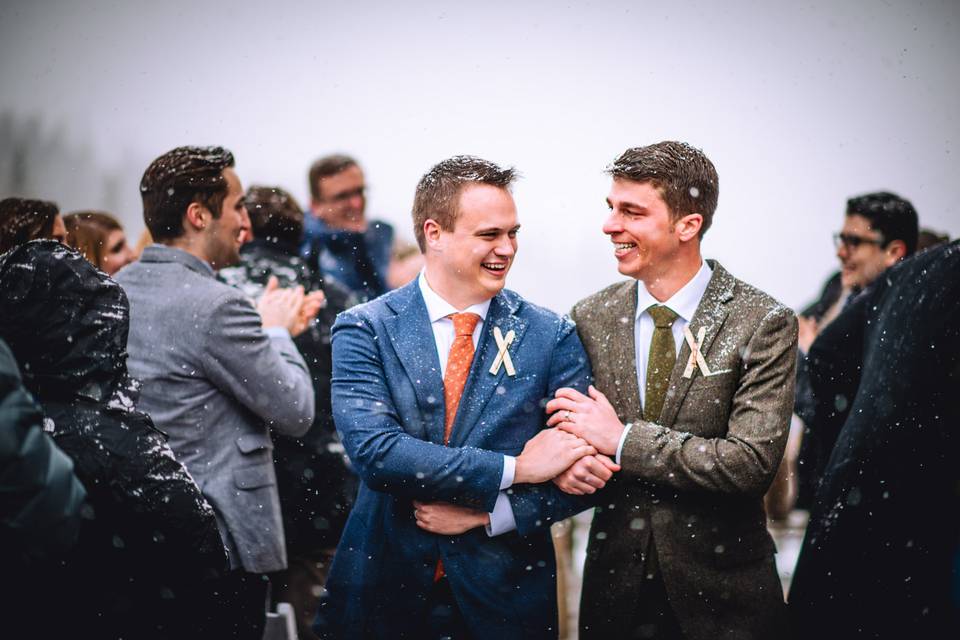 Snowy outdoor wedding