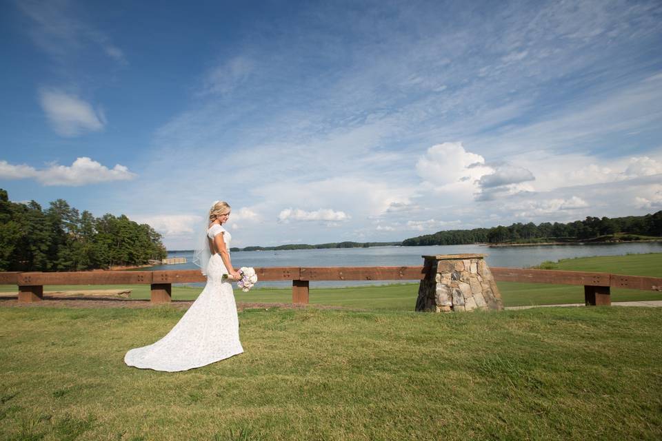 Lakeside bridal portrait