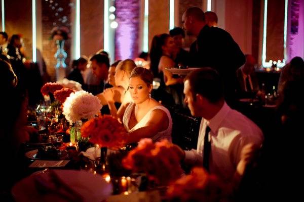 Wedding guests at the reception