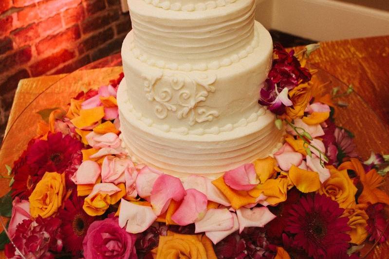 Cake with lots of flower decorations