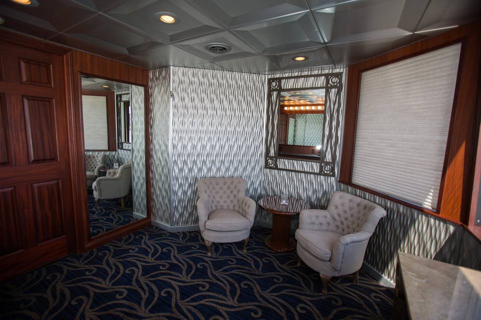 Private Bridal Suite complete with private bathroom and vanity mirror
