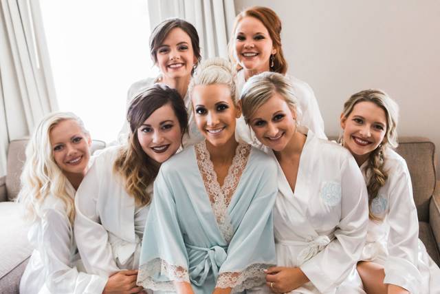 The bride with her bridesmaids