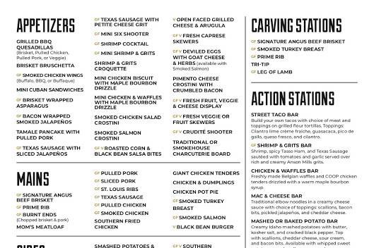 Some examples of our menu