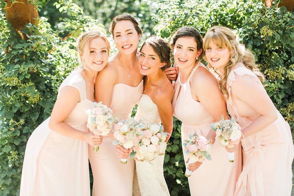 Bride and her bridesmaids