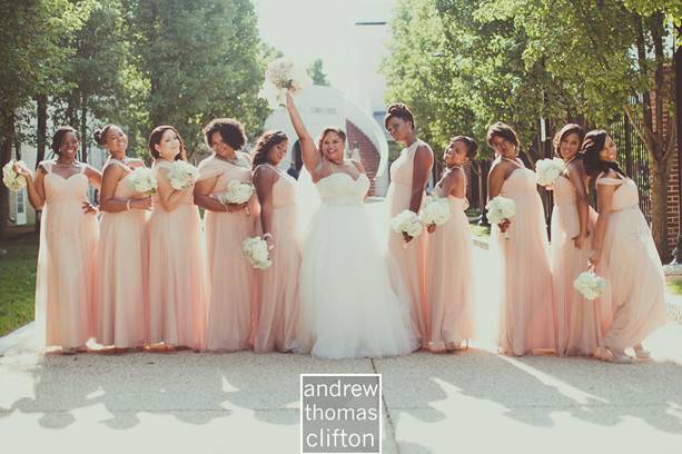 Bride and her bridesmaids