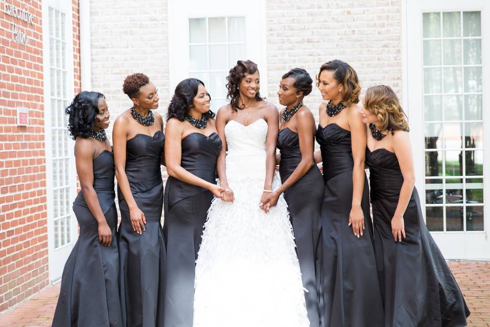 Bridesmaids with their bride