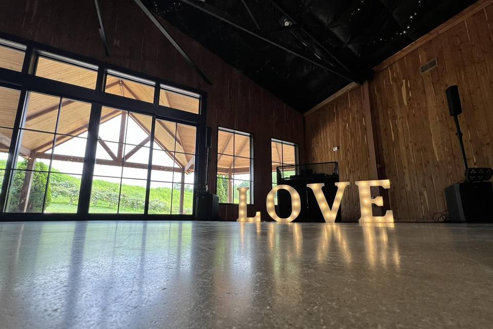 DJ Booth with LOVE marquee sig