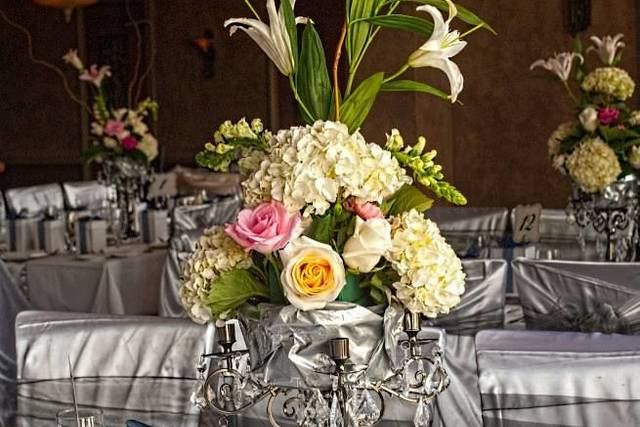 Table setup with centerpiece