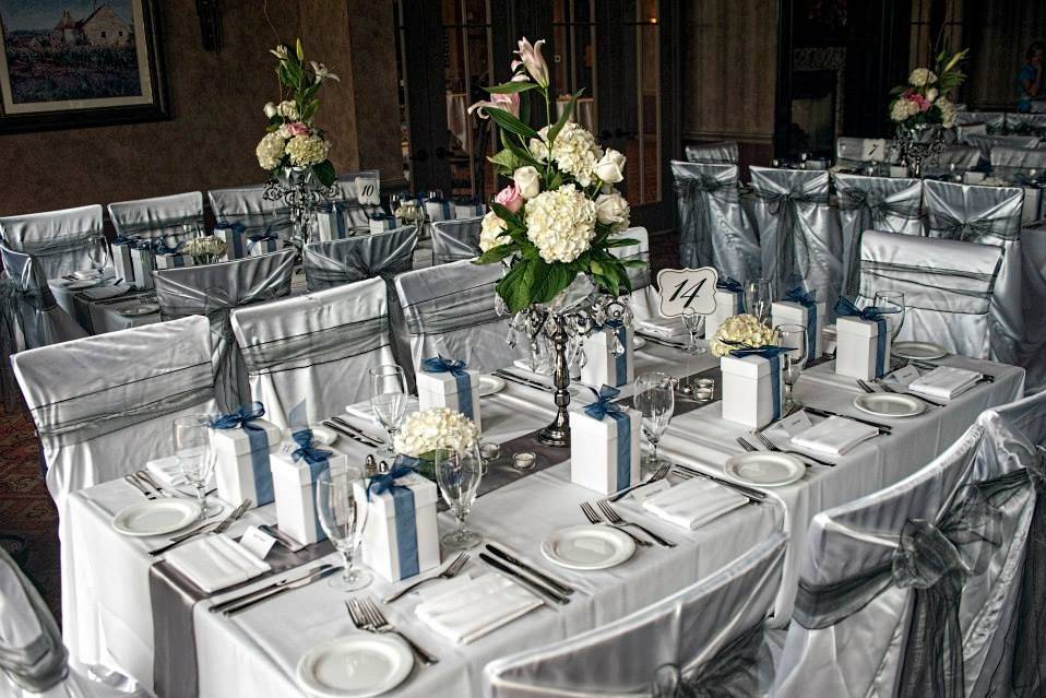 Table setup with centerpiece