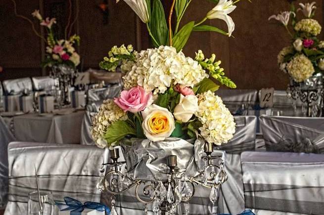 Table setup with centerpiece