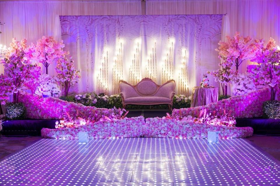 Lavish wedding floral display