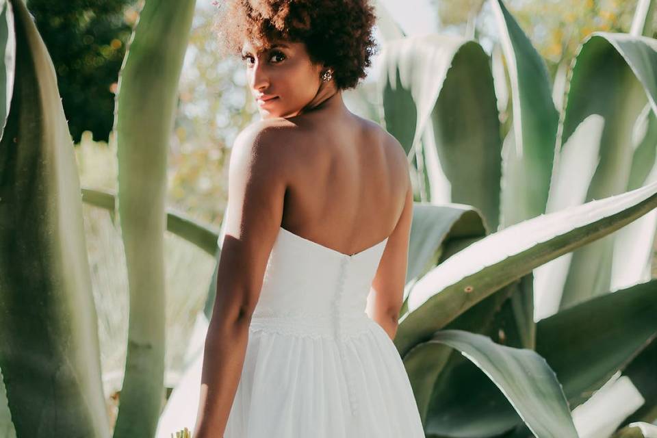 Bride Against Agave Backdrop