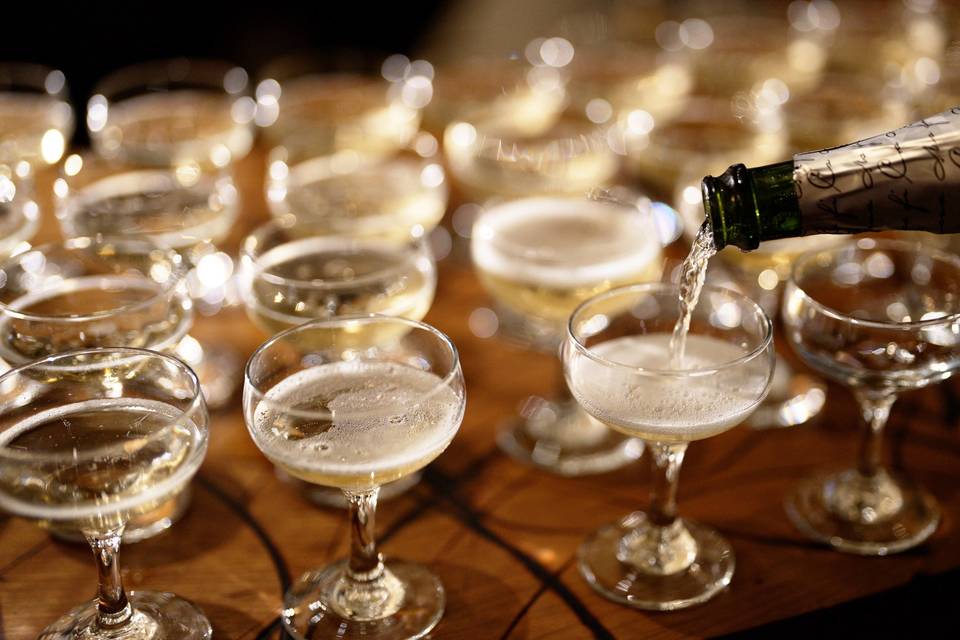 Champagne served in coupes