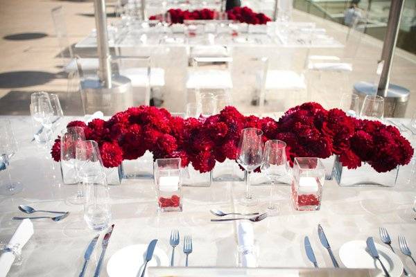 Red flower centerpiece