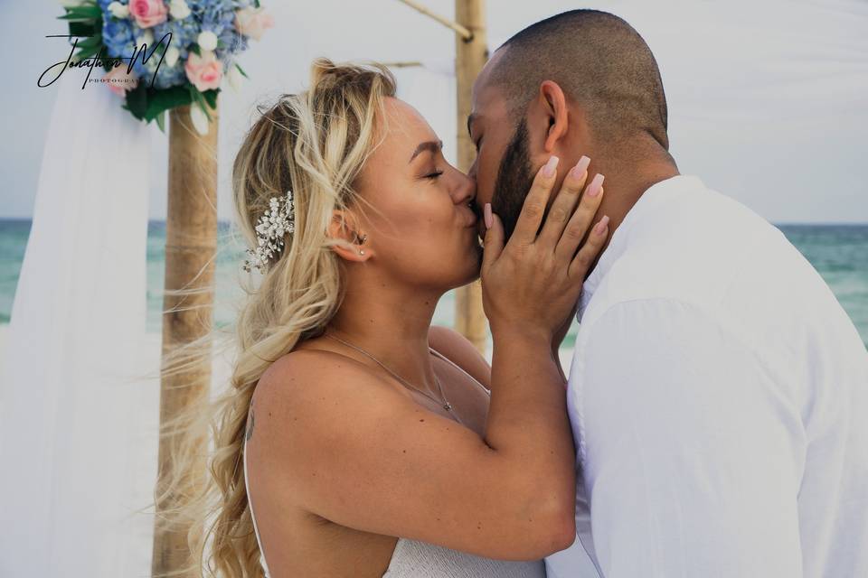 Bride and Groom Kiss