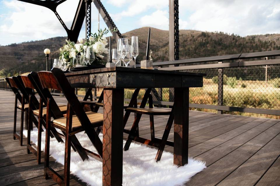 Farm table with decor