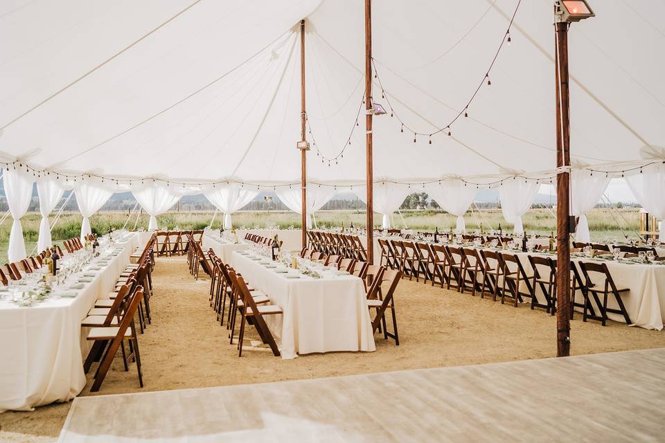 Tent draping and seating