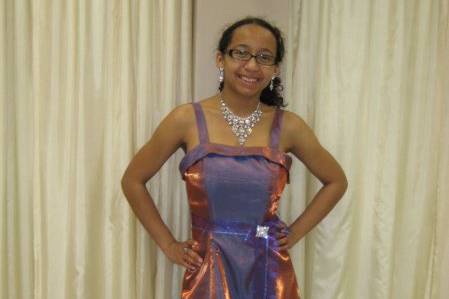 Semi-Custom Prom Dress: Retail gowns to which 1'' straps, a belt, and a broch were added